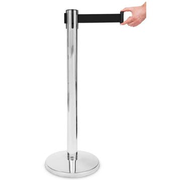 Afzetpaal | PREMIUM | Verchroomd | Incl. Afzetlint (Zwart) |, Verzenden, Nieuw in verpakking