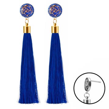 Fako Bijoux - Oorbellen - Kwast - Roos Strass - Donkerblauw, Verzenden, Nieuw