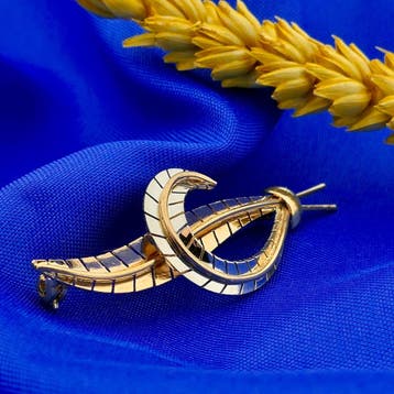 Gouden veer broche, Ophalen of Verzenden, Gebruikt, Goud, Goud