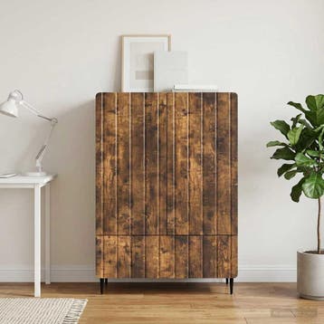 vidaXL Dressoir Gerookt eiken 66 x 34,5 x 97 cm Bewerkt hout, Verzenden, Nieuw, Overige houtsoorten, Minder dan 50 cm
