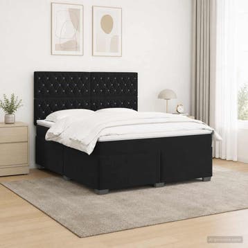 vidaXL Boxspringbed met matras Zwart 140 x 200 cm Fluweel, Verzenden, Nieuw, Zwart, Stof
