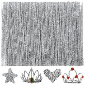 Zilverkleurige Glitter Pijpenragers - Flexibel Chenilledraad, Verzenden, Nieuw