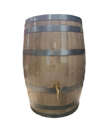 Kastanjehouten regenton met messing waterkraan - nieuw, Met kraantje, Ophalen of Verzenden, Hout, Nieuw