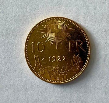 Zwitserland. 10 Francs 1922-B Vreneli