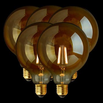 Set van 5 Filament LED Lamp Globe XL Gold Ø125 mm E27 3.5W, Huis en Inrichting, Lampen | Losse lampen, Nieuw