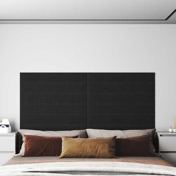vidaXL Wandhoofdbord 12 st 90 x 15 cm Zwart Stof, Doe-het-zelf en Verbouw, Platen en Panelen, Verzenden, Nieuw