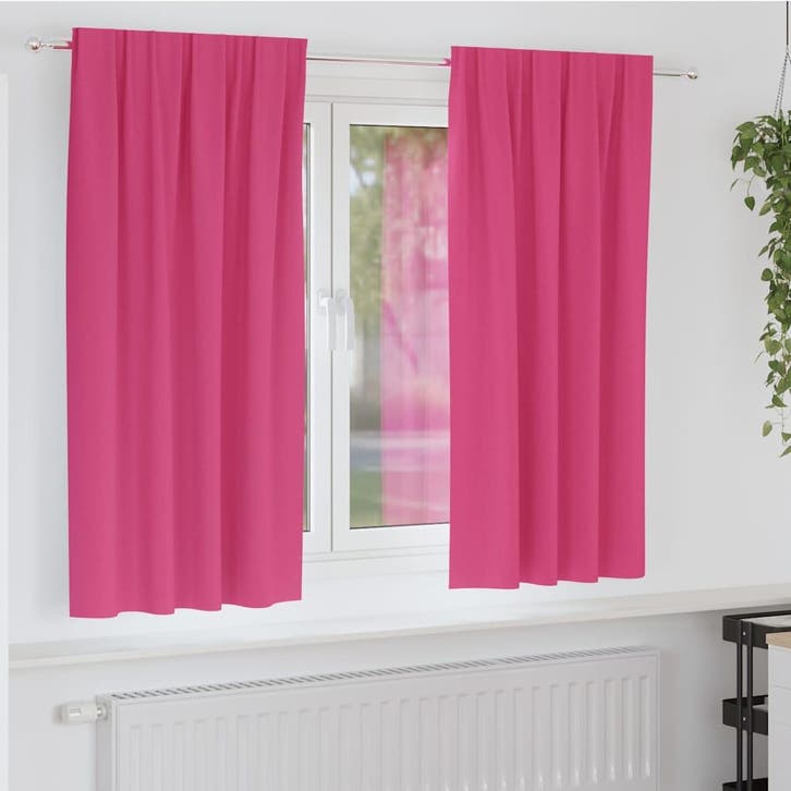 vidaXL Zwart-out Gordijnen met Ringen 2 pcs Felroze 175 x, Huis en Inrichting, Stoffering | Gordijnen en Lamellen, Nieuw, Verzenden