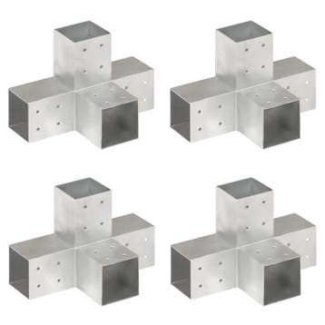 vidaXL Paalverbindingen 4 st X-vorm 81x81 mm gegalvaniseerd, Verzenden, Nieuw