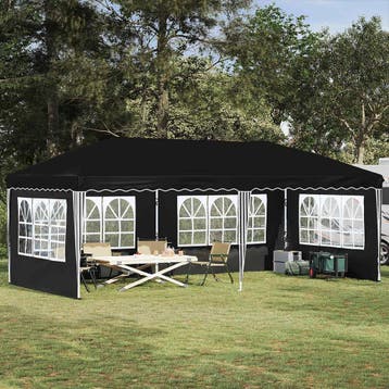 vidaXL Pop-up partytent 575 x 289 x 245 cm Zwart, Verzenden, Nieuw, Partytent