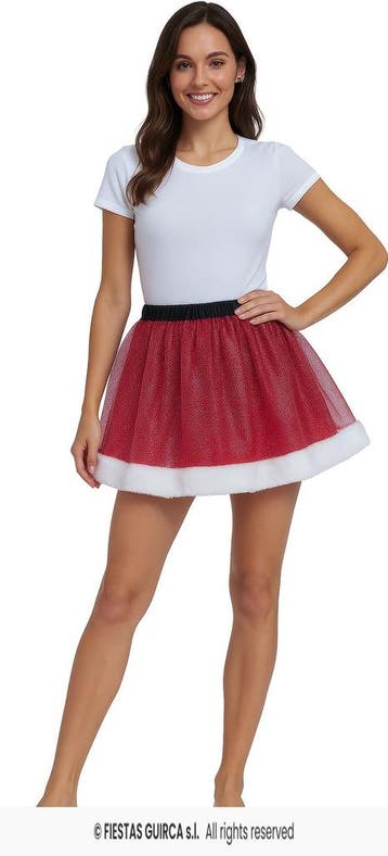 Kerst Tutu Rood Met Wit, Verzenden, Nieuw, Feestartikel
