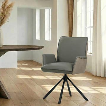 Leren draaibare eetkamerstoel Elite Duo - Kenia Lightgrey, Huis en Inrichting, Stoelen, Ophalen of Verzenden, Nieuw, Leer, Bohemian, Eigentijds, Industrieel, Modern, Retro, Scandinavisch, Vintage