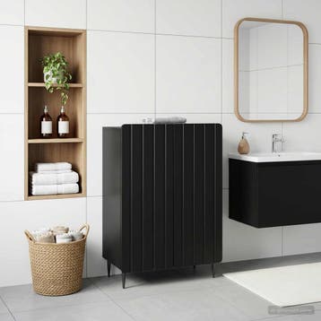 vidaXL Badkamer Opbergkast ZWOLLE Zwart 59,5 x 31 x 79,5 cm, Verzenden, Nieuw