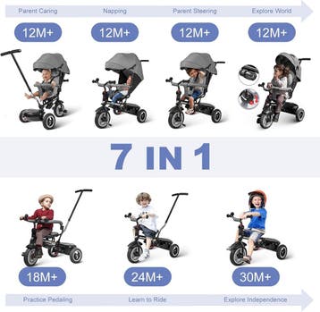 Besrey 7-in-1 driewieler voor kinderen, babydriewieler, buit, Verzenden, Zo goed als nieuw