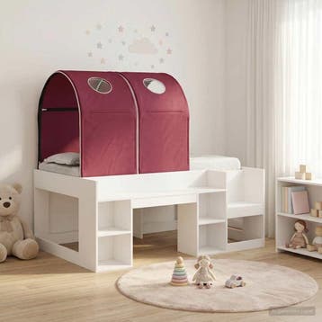 vidaXL Bed met Tunnel met plank 3 st Wit en Rood Bewerkt, Verzenden, Nieuw, Wit, Hout