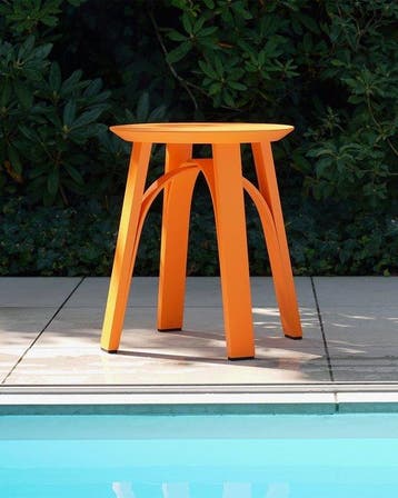 Johannes Hironimus - Kruk - Ash, Gelakt, lumineus oranje, Antiek en Kunst