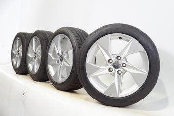 Audi A3 8Y 17 inch Velgen + Zomerbanden Goodyear Origineel, Gebruikt, Velg(en), 17 inch, Ophalen of Verzenden