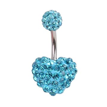 Fako Bijoux - Navelpiercing - Disco Dots Duo - Hart - Blauw, Verzenden, Nieuw