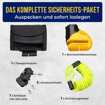 Schijfremslot Geel Staal LED-verlichting Herinneringskabel, Verzenden, Nieuw