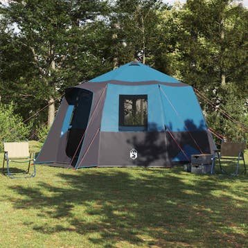 vidaXL Cabin Tent 12-Person 10-persoons Blauw en Grijs, Verzenden, Nieuw, Tot en met 2