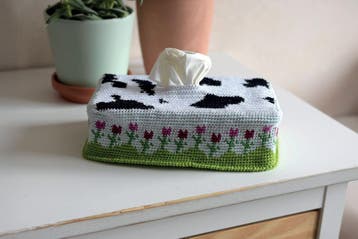 Haakpatroon Tissue Box - tapestry hoes met bloemen en land, Ophalen of Verzenden, Nieuw