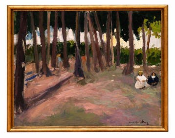 Joan Vives Maristany (1901 - 1932) - Descanso en el parque, Antiek en Kunst, Kunst | Schilderijen | Klassiek