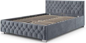 2dekans | Gestoffeerd Bed Nizza - 120 x 200 cm - Grijs - LED, Ophalen of Verzenden, Zo goed als nieuw, Grijs