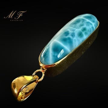 Uitzonderlijke hanger - Larimar en goud - Schat uit de