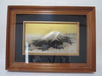 Paneel - Metalen reliëfpaneel, Hout - Japan - Mt. Fuji boven