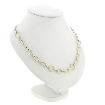 Bicolor gouden collier met fantasieschakel; 14 karaat; 45..., Ophalen of Verzenden, Gebruikt, Goud, Goud