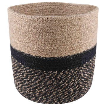 vidaXL Plantenpot Set 2 st Naturel en Zwart Ø 21 x 21 cm, Verzenden, Nieuw, Minder dan 30 cm