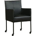 Zwarte leren eetkamerstoelen, Ophalen of Verzenden, Nieuw, Leer