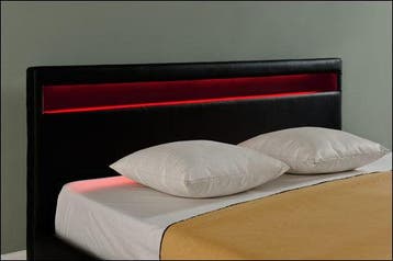 Bed Parijs met LED-verlichting bedbodem 140x200 cm zwart, Verzenden, Nieuw