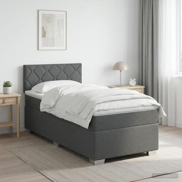 vidaXL Boxspringbed met matras Donkergrijs 80 x 200 cm Stof, Verzenden, Nieuw, Eenpersoons, Stof