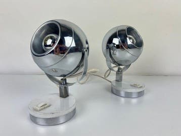 Tafellamp (2) - Een paar Eyeball-lampen Space Age uit de