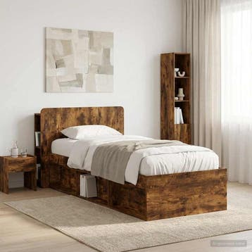 vidaXL Hoofdeinde kas met opslag Gerookt eiken Bewerkt hout, Verzenden, Nieuw, Bruin, Hout