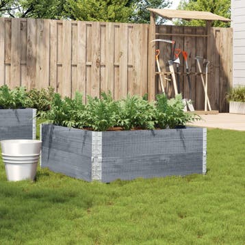 vidaXL Plantenbak 100x100 cm massief grenenhout grijs, Verzenden, Nieuw, Hout