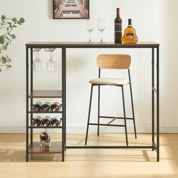 Bartafel Stjørdal 120x40x105 cm zwart en walnootkleurig [en., Verzenden, Nieuw