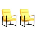 Set van 2 Leren fauteuils Square - Toledo Giallo (geel), Huis en Inrichting, Fauteuils, Nieuw, Ophalen of Verzenden, 50 tot 75 cm