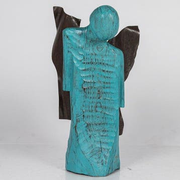 Karol Dusza (1972) - The guardian angel - 71cm wooden statue