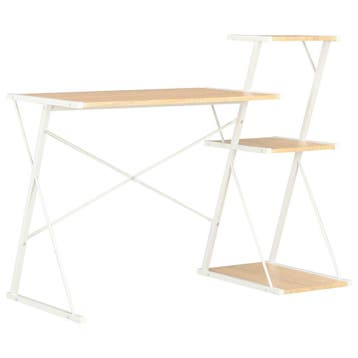 vidaXL Bureau met schap 116x50x93 cm wit en eikenkleurig, Verzenden, Nieuw