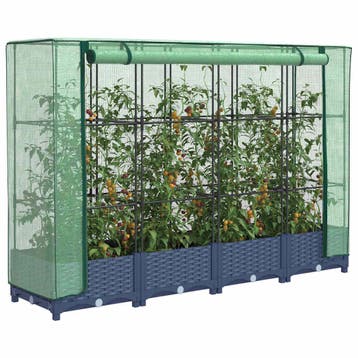 vidaXL Verhoogde plantenbak met kashoes rotanlook 160x40x123, Verzenden, Nieuw, Minder dan 60 cm, 60 cm of meer