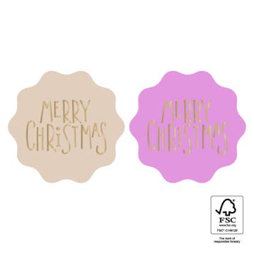15x sticker merry christmas - Beige Pink - kerst (Stickers), Ophalen of Verzenden, Nieuw, Meerdere stickers