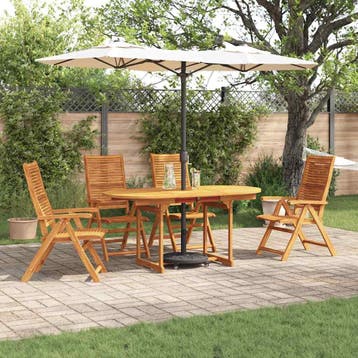 vidaXL Tuin eettafelset 5 pcs Bruin Massief Acaciahout, Tuin en Terras, Verzenden, Nieuw, 5 zitplaatsen