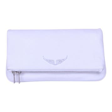 Zadig & Voltaire Rock Grained Leather Clutch - Wit, Verzenden, Zo goed als nieuw