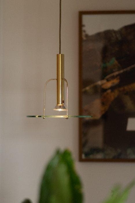 Plafondlamp - Messing, Glas, Antiek en Kunst, Antiek | Lampen