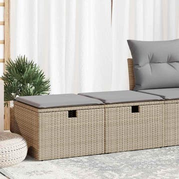 vidaXL 2-delige Loungeset met kussens poly rattan acacia, Verzenden, Nieuw, Loungeset