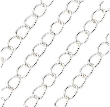 50 cm Verzilverde Jasseron ketting 6,5 x 4,5 x 0,8 mm – z., Ophalen of Verzenden, Nieuw, Overige typen
