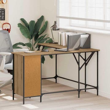 vidaXL Bureau Artisan Eiken Bewerkt hout 141 x 141 x 75 cm, Verzenden, Nieuw