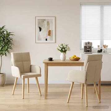 vidaXL Eettafelstoelen 2 st Stof Crèmekleurig 60 x 56 x 96, Huis en Inrichting, Stoelen, Verzenden, Nieuw