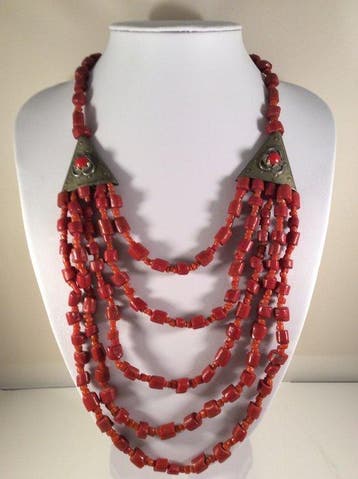Glaspasta en wit metaal - Ketting